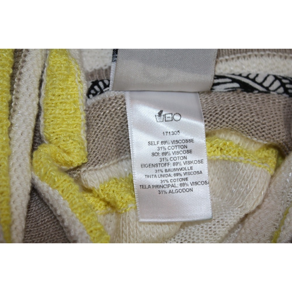 Dolan Top Womens Small Yellow Cowl Neck Striped Sleeveless Knit Sweater Vacation - Picture 4 of 11